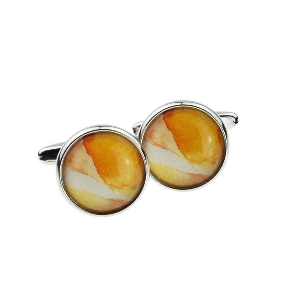 Yellow Marble Style Cufflinks Presented in a Box - X2BOC301