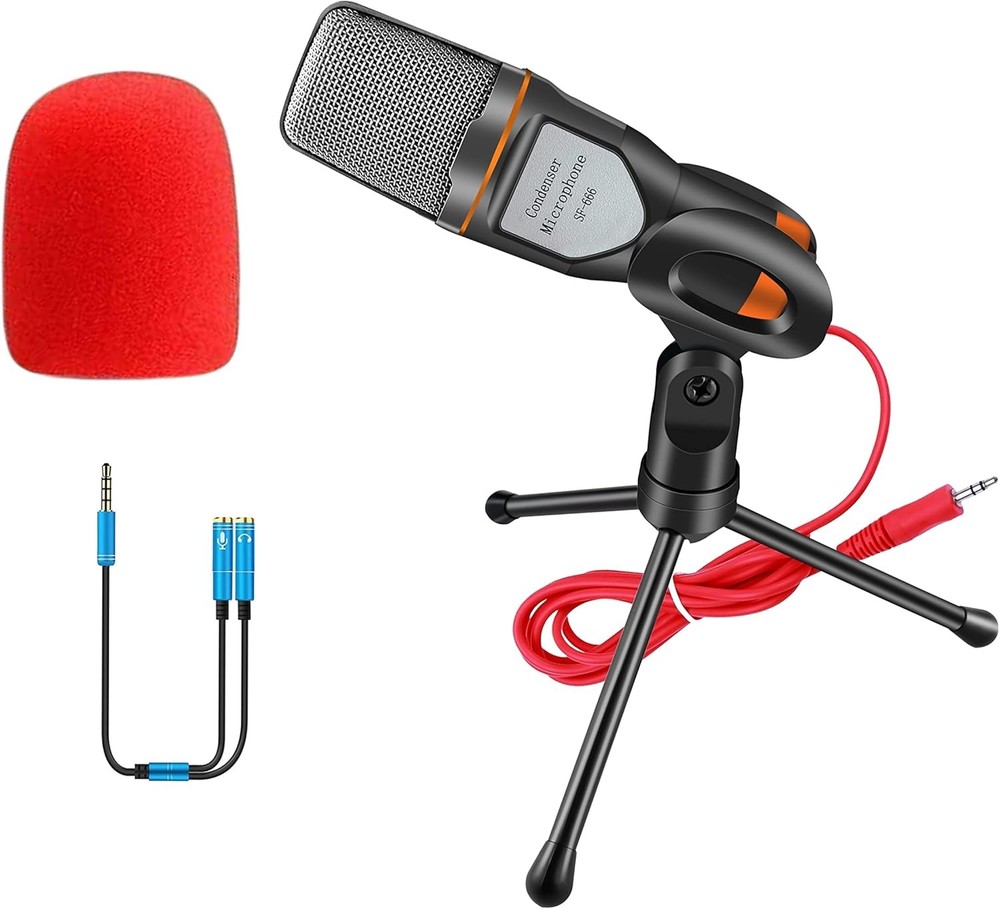 Computer Microphone,Condenser Microphone,3.5MM Plug and Play Omnidirectional Mic