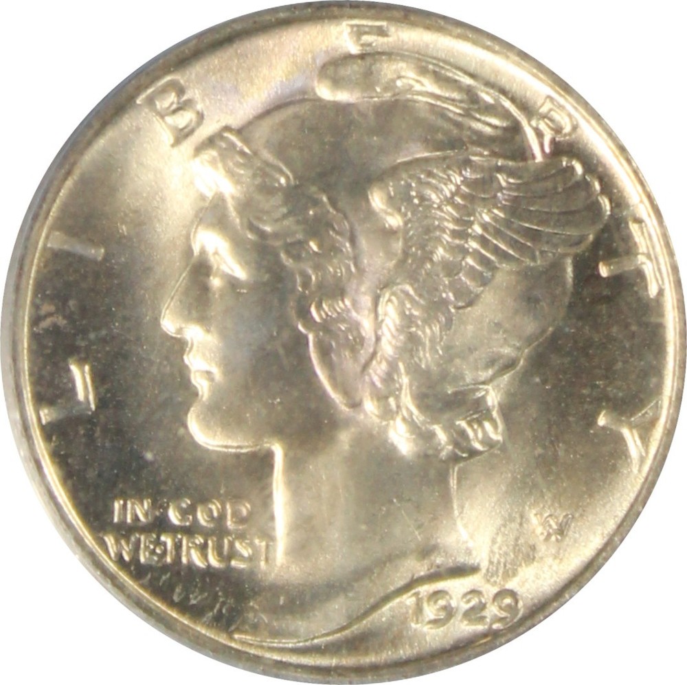 1929MS66FB Mercury Dime, CAC, PCGS 3639812