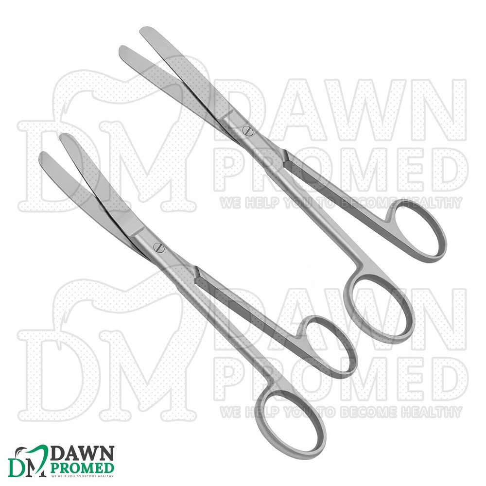 2 Pcs Operating Scissors 4.5" Straight & Curved Blunt Blunt Round Pattern Set