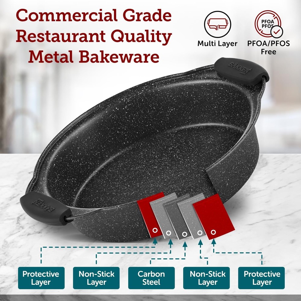 BAKKEN Cookie Sheets for Baking Nonstick Set - 3-Piece Stackable Carbon Steel...