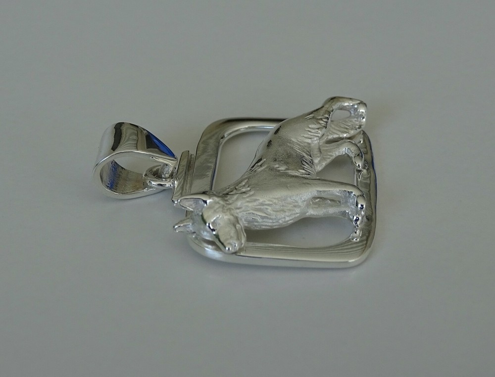 Large Sterling Silver German Shepherd Dog Standing Study