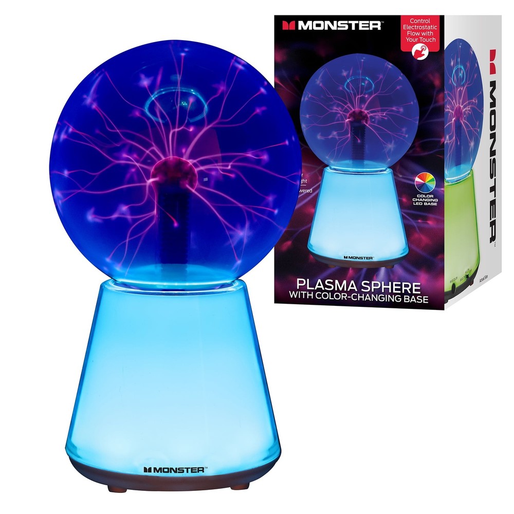 Monster Plasma Sphere,Interactive Electrostatic Plasma Globe Lamp with LED Color