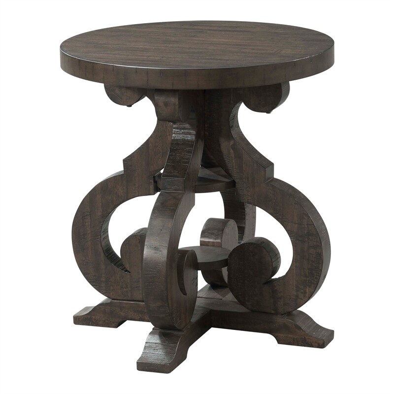 Bowery Hill Transitional Solid Wood End Table in Smokey Walnut Brown