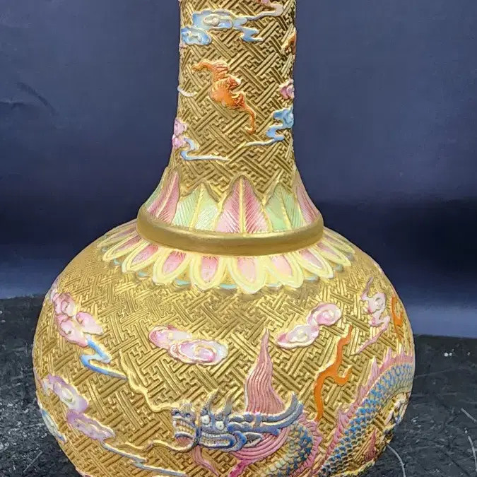 Imperial Enamel Gold-Embossed Dragon Cloud Pattern Incense Burner Official