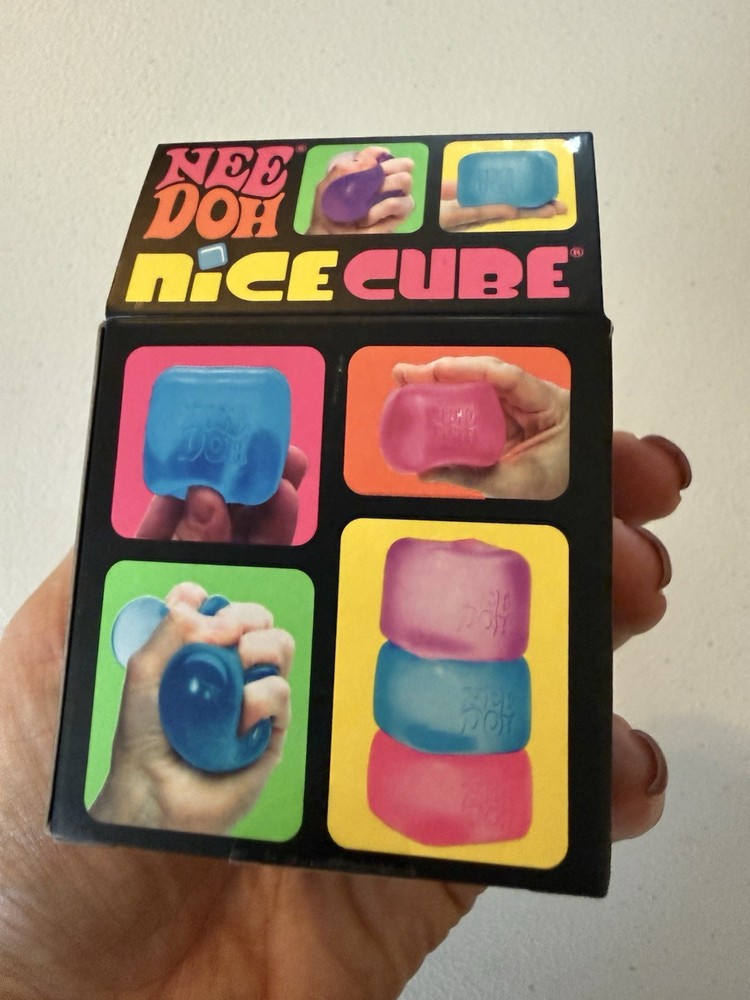 New NeeDoh Nice Cube Super Solid Squish Blue Squeeze Toy Nee Doh Authentic