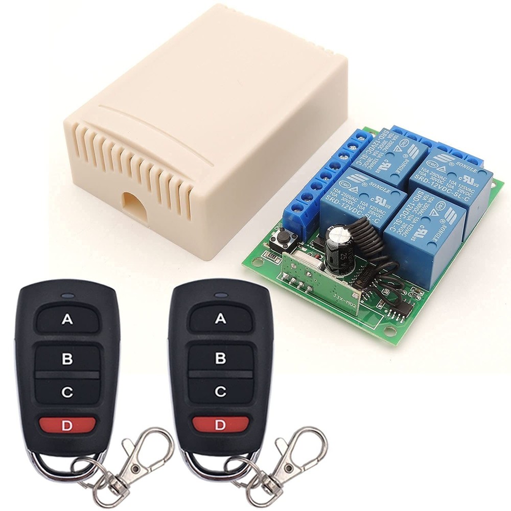 DieseRC DC 12V Wireless Relay Remote Control Switch 433MHz RF 4 Channels Rela...