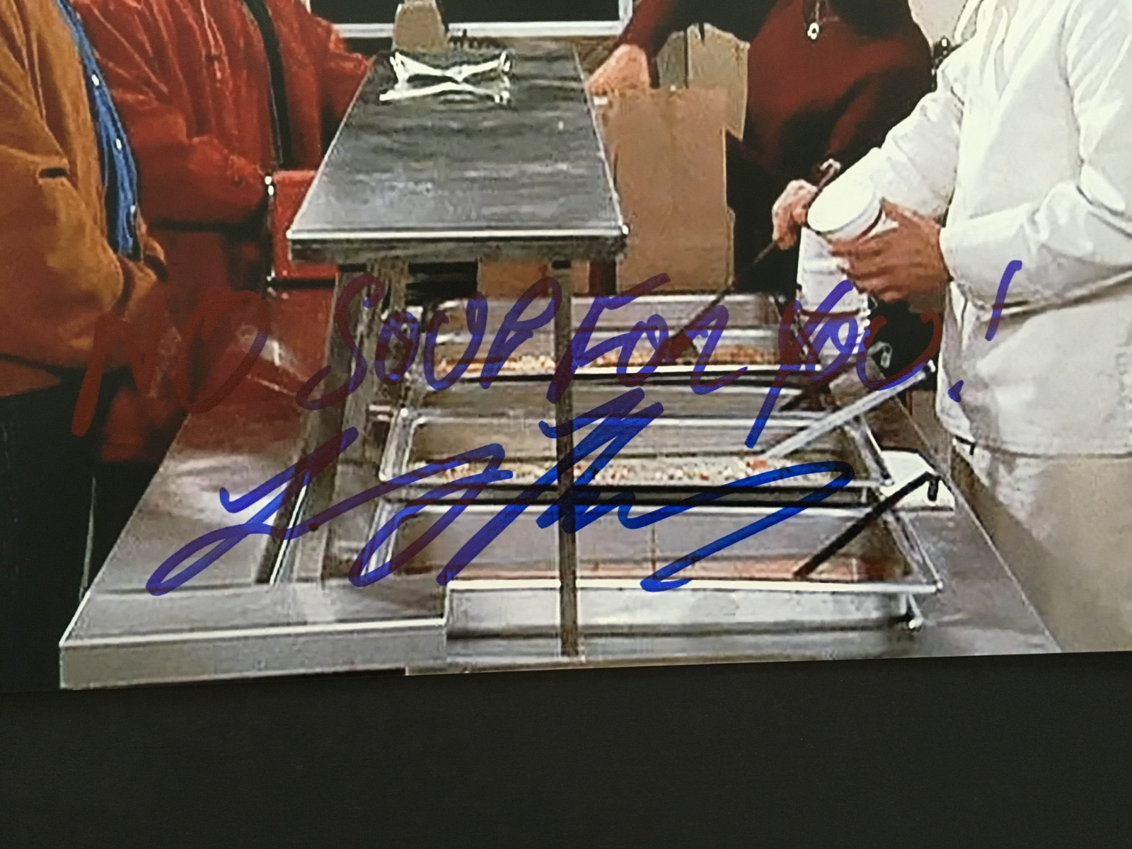 LARRY THOMAS "SOUP NAZI" AUTOGRAPHED " NO SOUP FOR YOU" 8 X 10 PHOTO