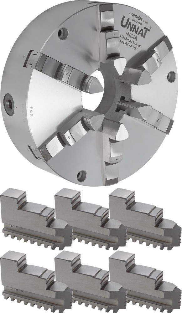 12” 6-JAW SELF-CENTERING Solid Jaw Lathe CHUCK, Front Mounting W. Extra Jaws