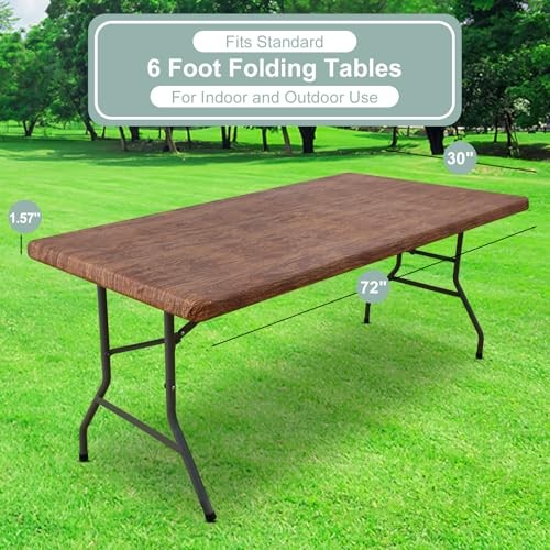 Rectangle Vinyl Tablecloth, Fitted Table Cover, 72" x 30" (Rectangular) 1 Oak
