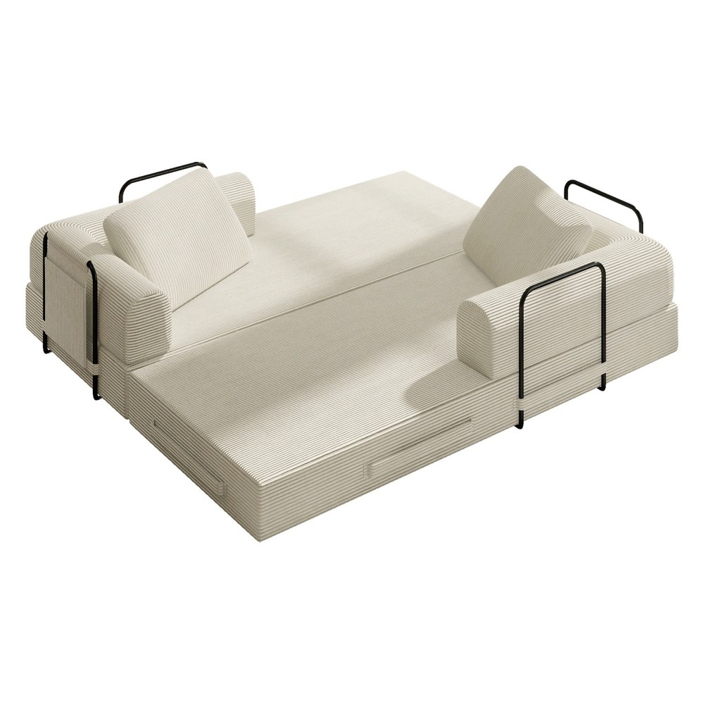 Modern Compression Sofa Folding Sleeper Sofa Bed Floor Couch w/ Sturdy Frame