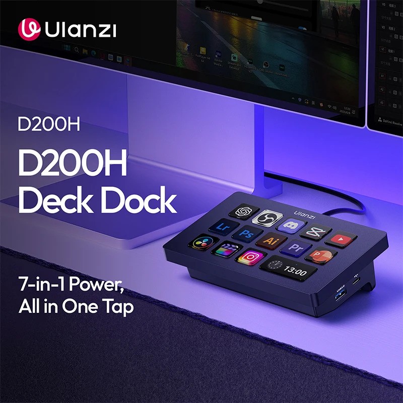 Ulanzi D200H Deck Dock 7in1 Streaming Controller Hub Visual Keyboard For PC Mac