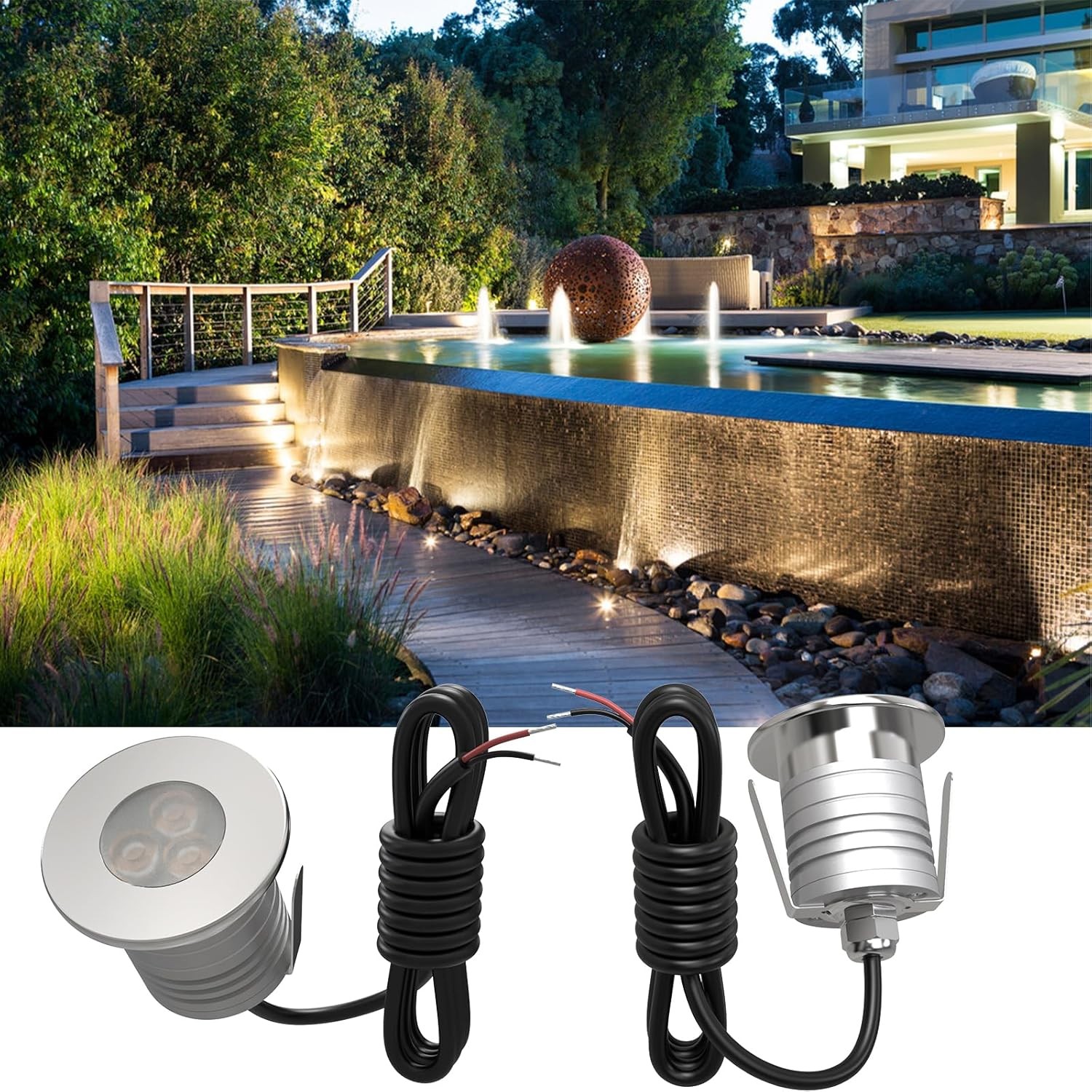 4Pack LED Pool Light Dimmable Warm White 3000K 3W Low Voltage Underwater Pond Li