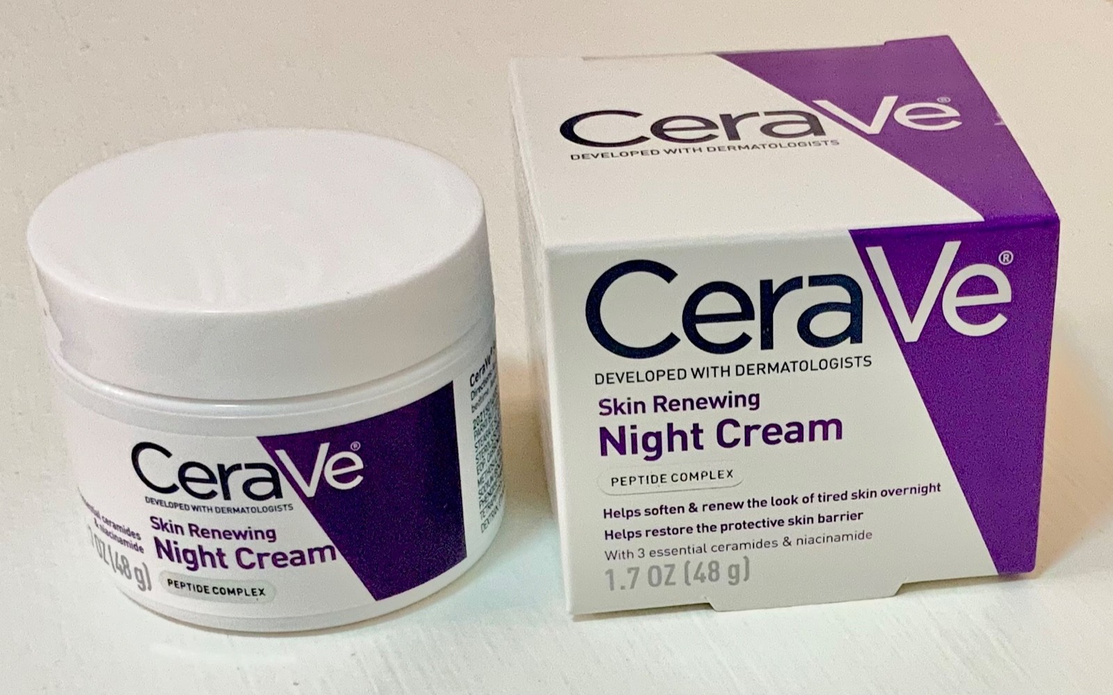CeraVe SKIN RENEWING Face Night Cream w/ Peptide Complex. Hyaluronic Acid
