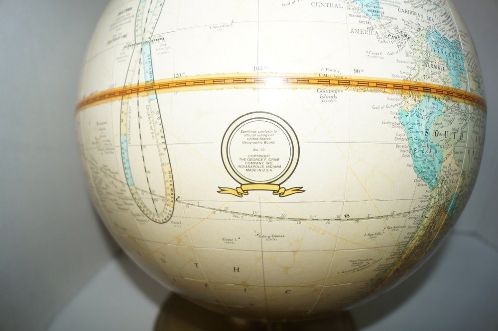 Vintage Cram's Imperial 12" World Globe EUC