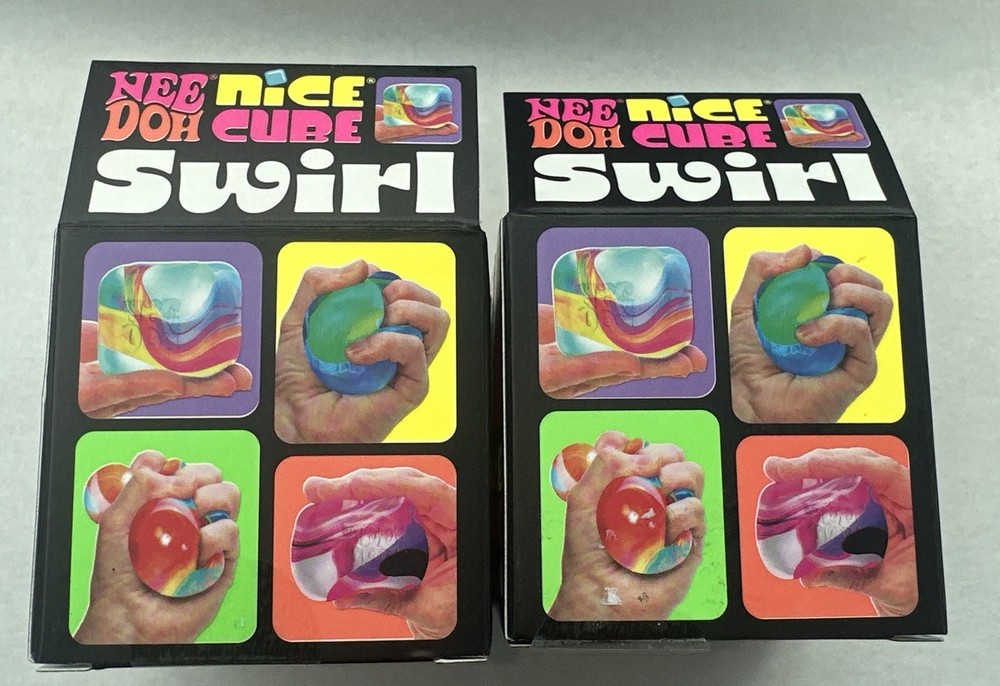 Nee Doh Nice Cube Swirl Super Solid Squish Squeeze Multicolor 2-Pack