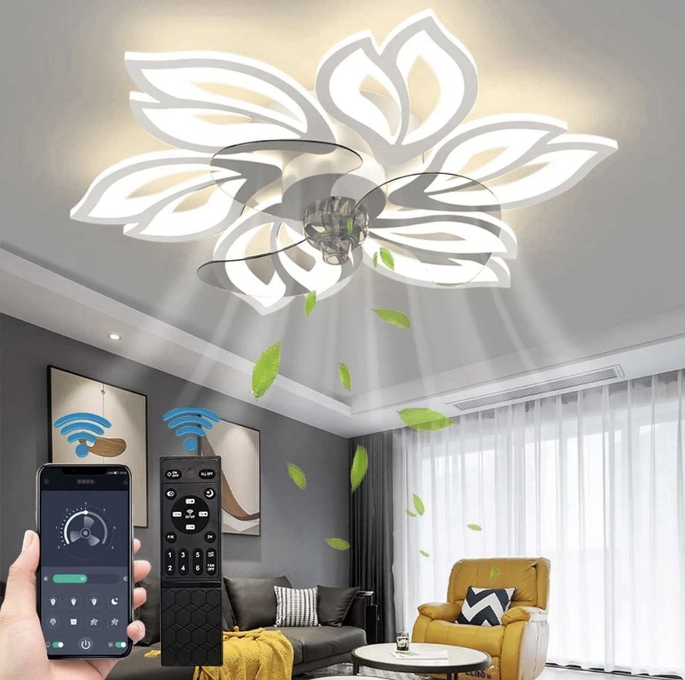 25" Modern Fan Lights LED Ceiling Light kit With Remote APP Control