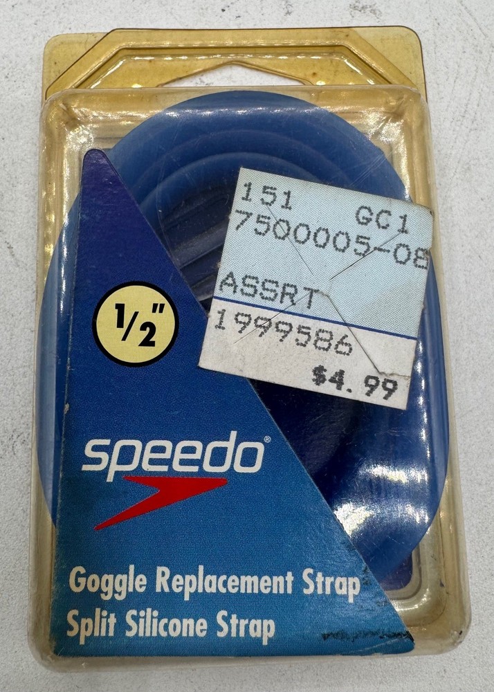 Speedo Goggle Replacement Strap 1/2” Split Silicone NOS Vintage Blue