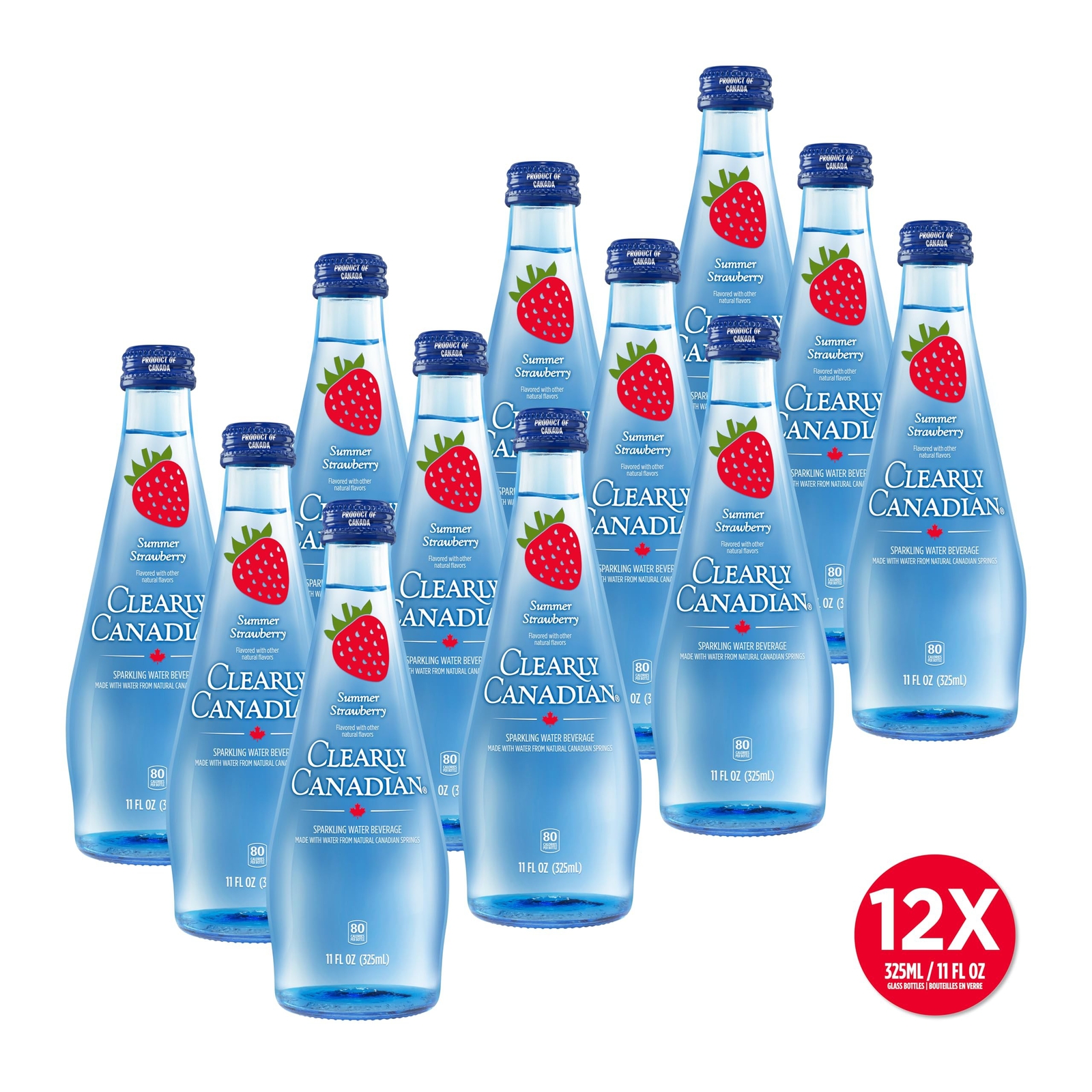 Clearly Canadian Summer Strawberry Sparkling Spring Water Beverage, Natural &...
