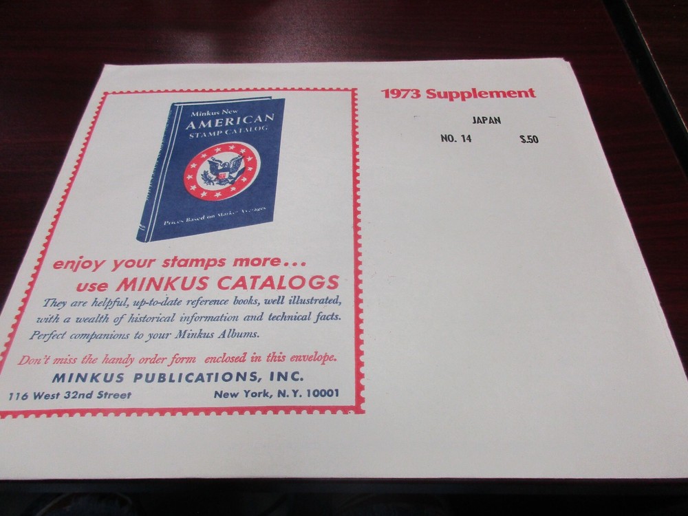 "MINKUS" ALBUM PAGES 1973  SUPPLEMENT  JAPAN  W/FREE SHP.