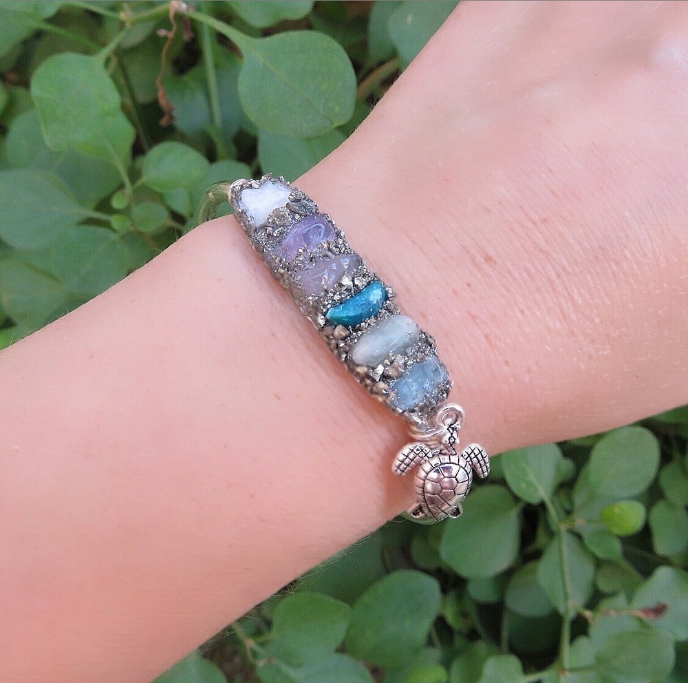 fertility bracelet, Raw Gemstone Cuff Bangle