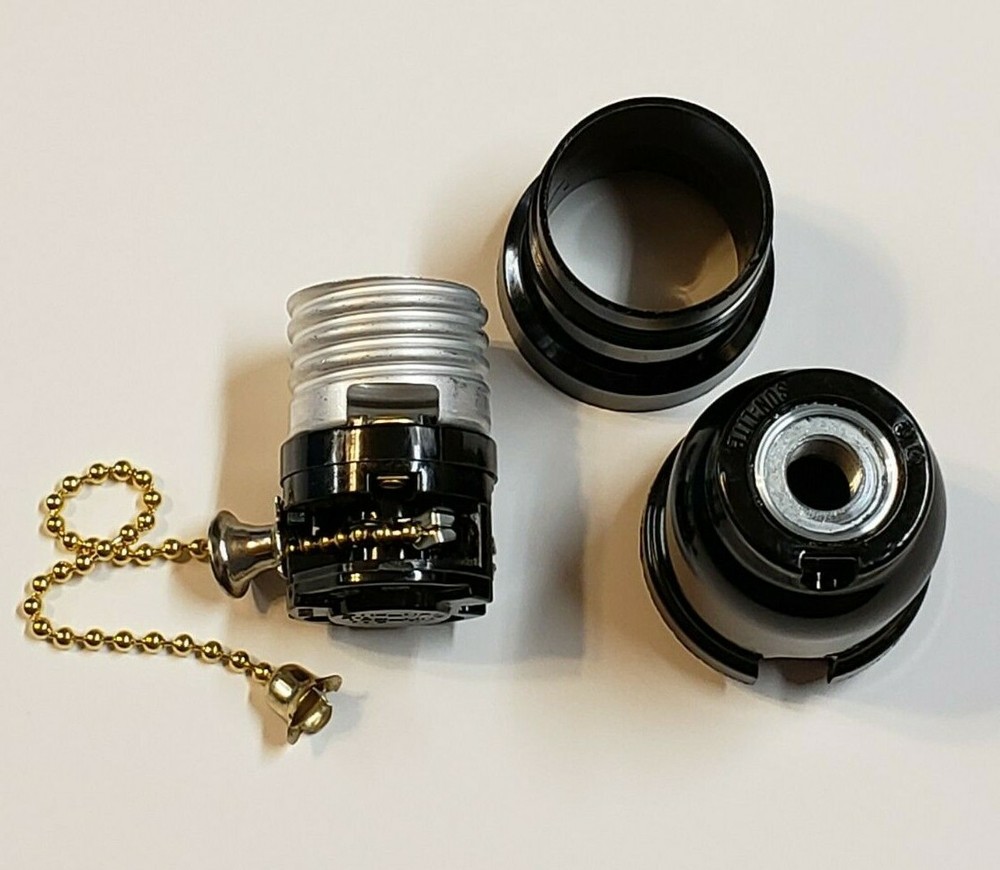 BAKELITE PULL CHAIN LAMP SOCKET WITH UNO THREADS LAMP PART NEW 30541J