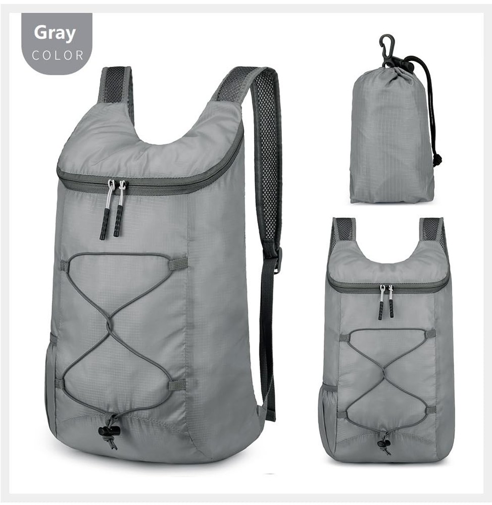 16L Lightweight Foldable Hiking Backpack Small Packable Daypack Travel Gray