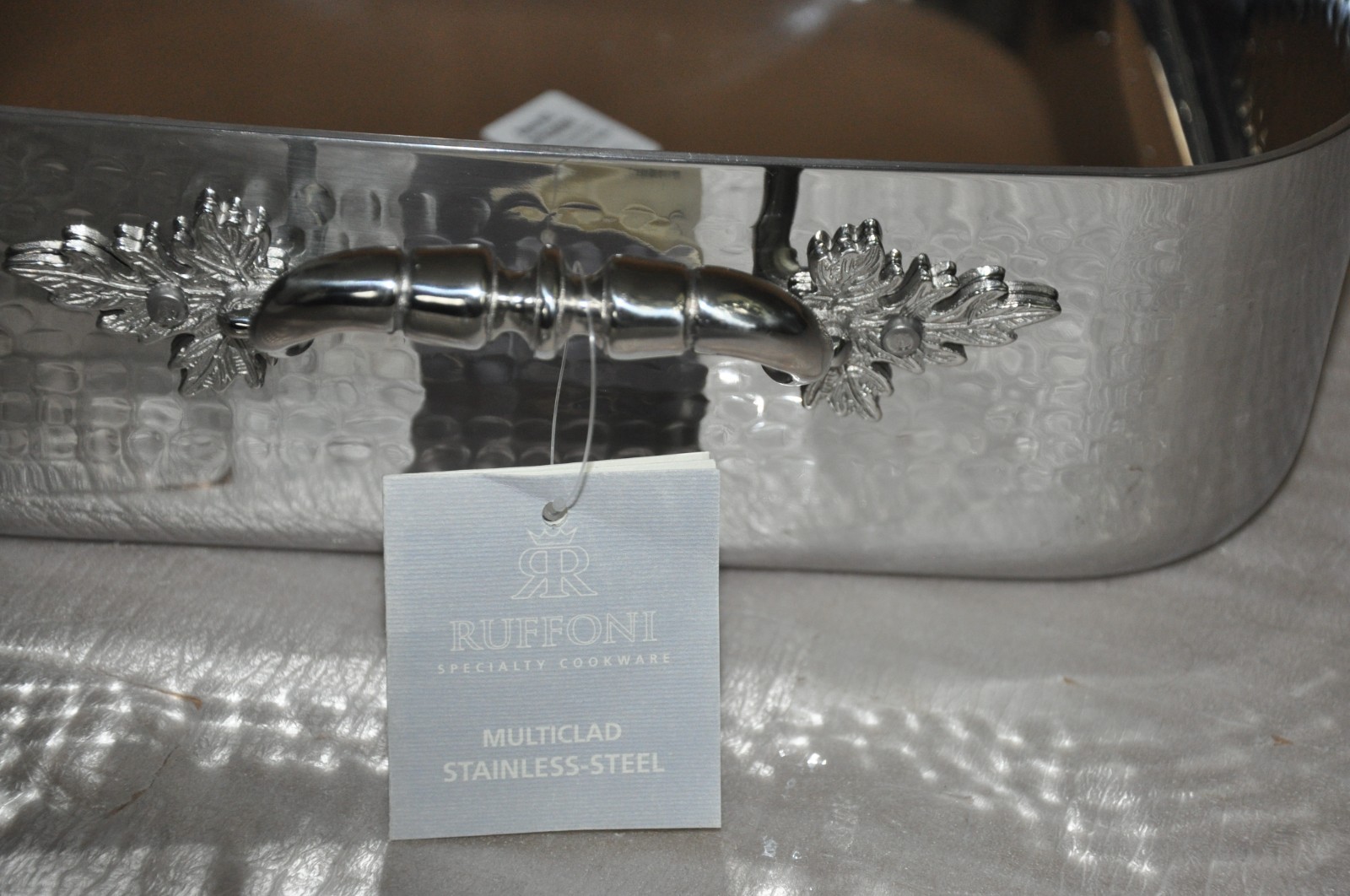 RUFFONI Hammered Open ROASTING PAN 38CM Stainless Steel Rectangular OPR3809X NEW