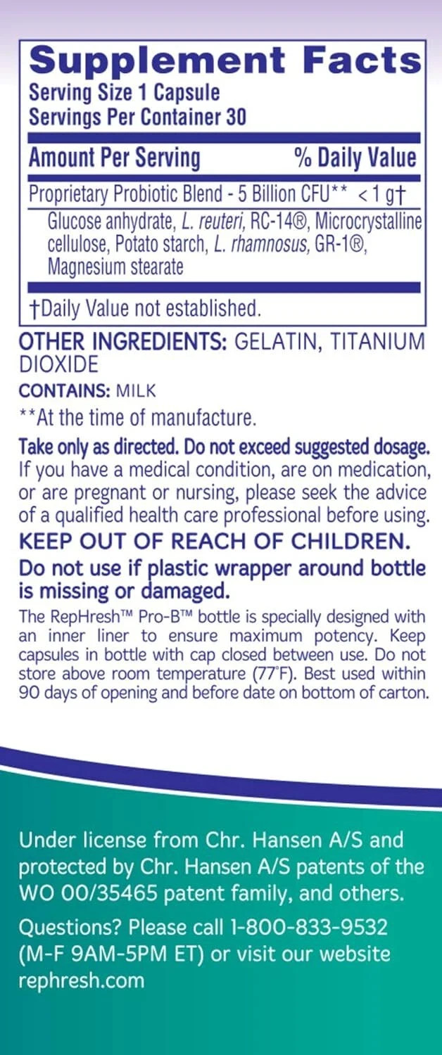 Rephresh Pro B Probiotic Feminine Supplement Ph Balance Yeast Bacteria Infection