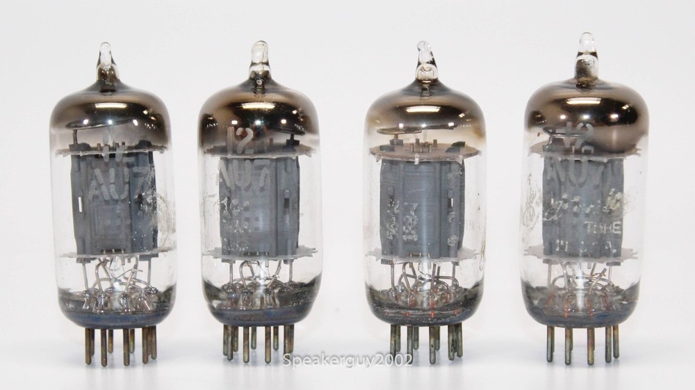 4 - GE 12AU7 Vacuum Tubes / Long Gray Plates -- CS2