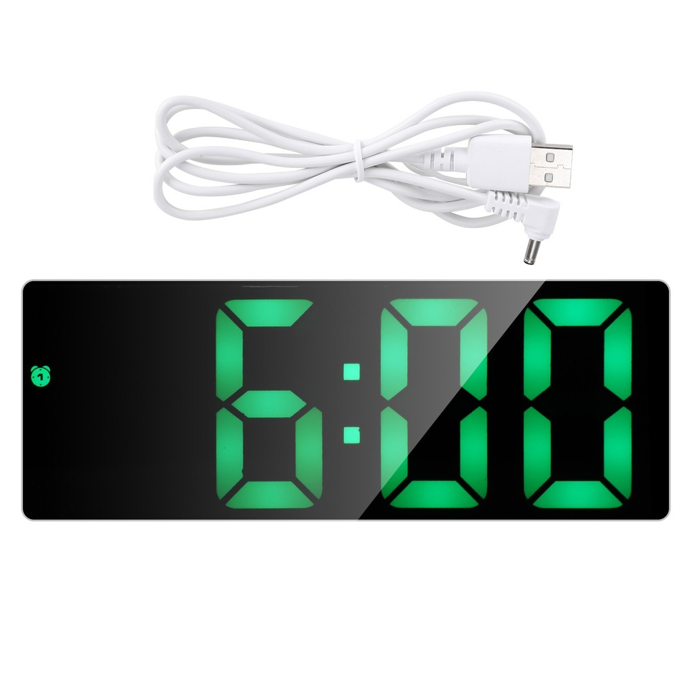 Electronic Clock LED Digital Mirror Alarm Clocks Battery PlugIn DualUse 0712