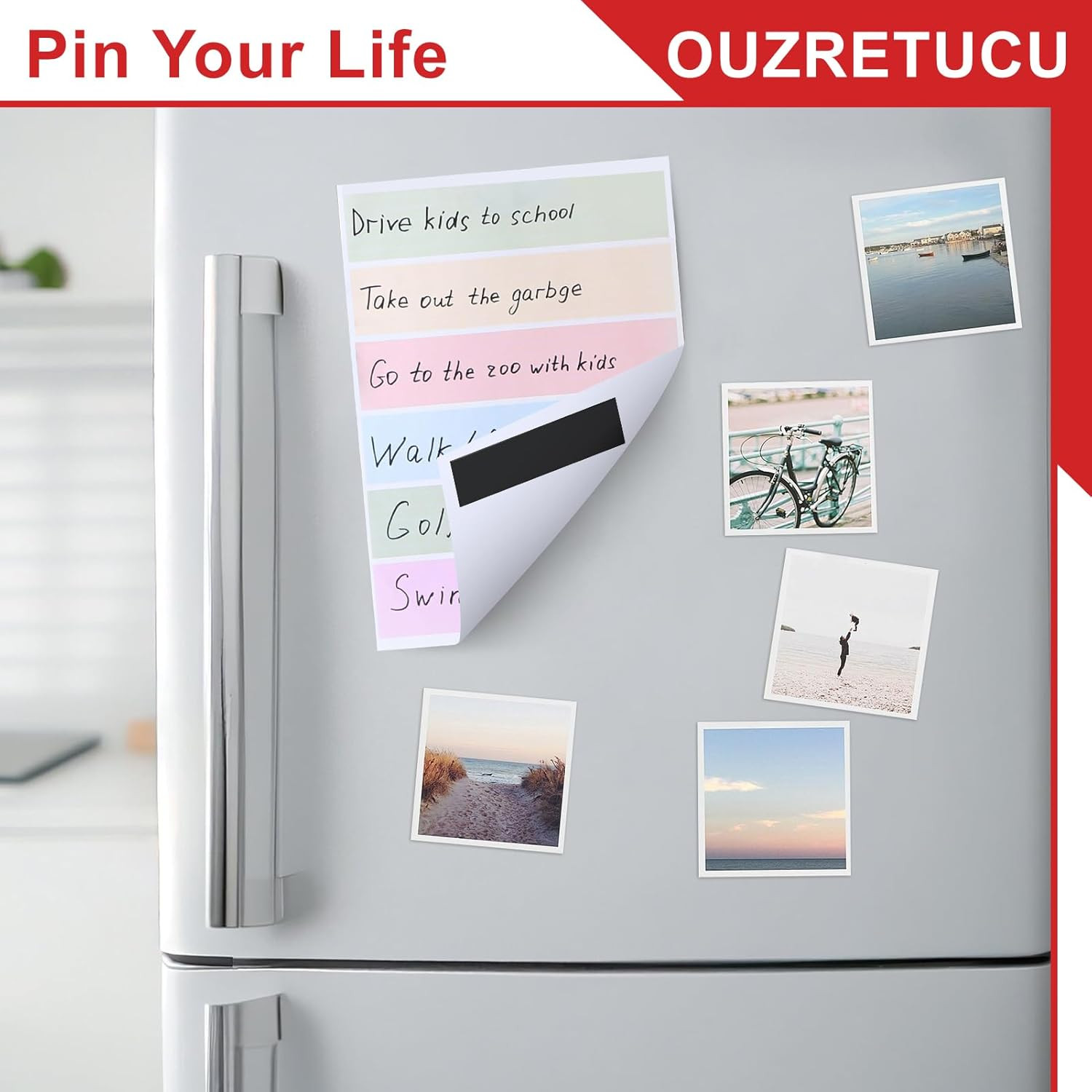 Magnetic Strips with Adhesive Backing,10 Pack Strong Self Sticky Back Magnet Tap