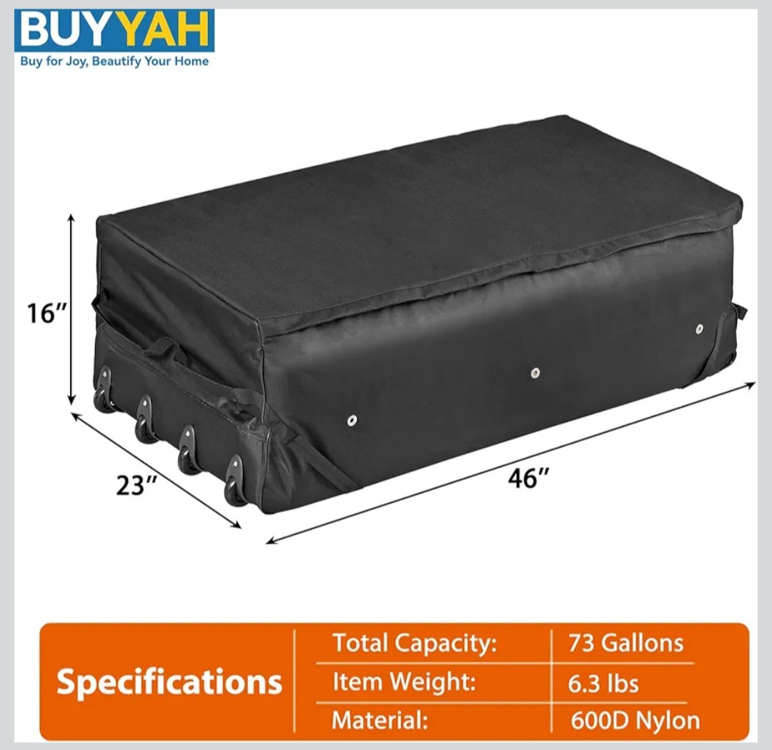 2 Pack Waterproof Rolling Hay Bale Bag, 4 Heavy Duty Wheels 46” x 23” x 16”