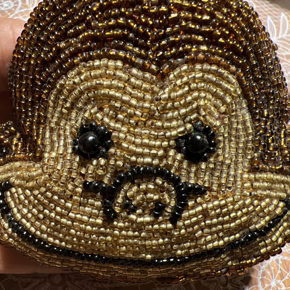 Vintage Brown Monkey Tiny Bead Change Purse