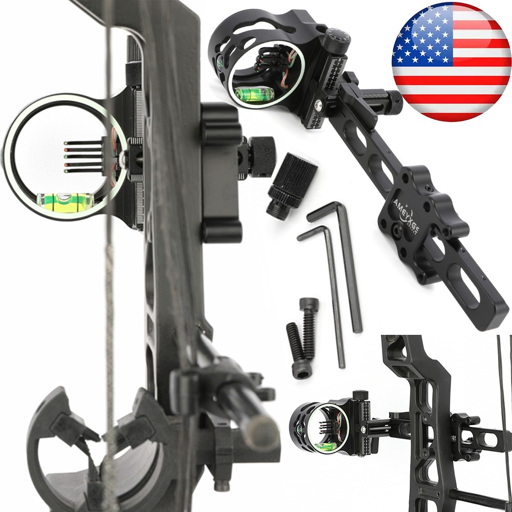 Compound Bow Sight 5 Pin Micro Adjustable Sight Light Archery Hunting Shooting