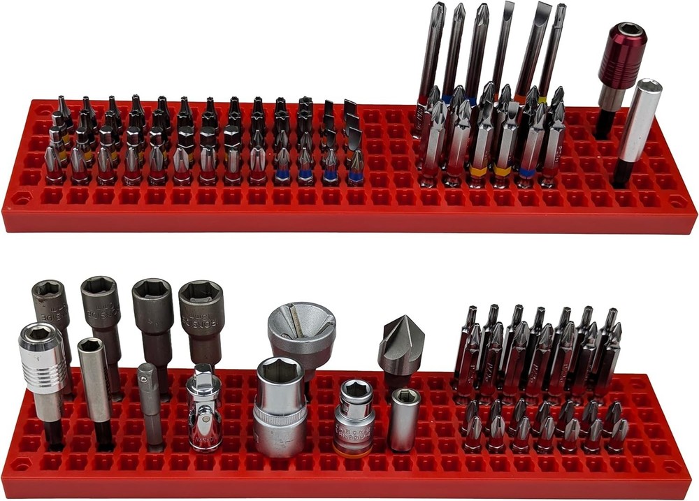 Red Bit Organizer Set for 158 Hex Bits and Drive Bit Adapters Storage