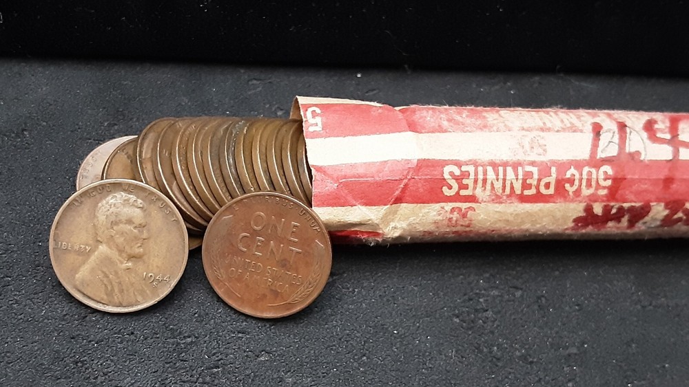 1944-S LINCOLN WHEAT CENT ROLL - CIRCULTAED