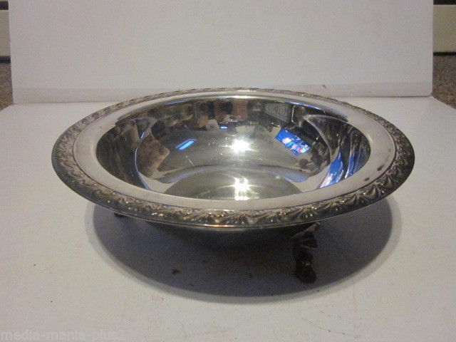 VINTAGE SILVER PLATED FOOTED ROUND SERVING BOWL
