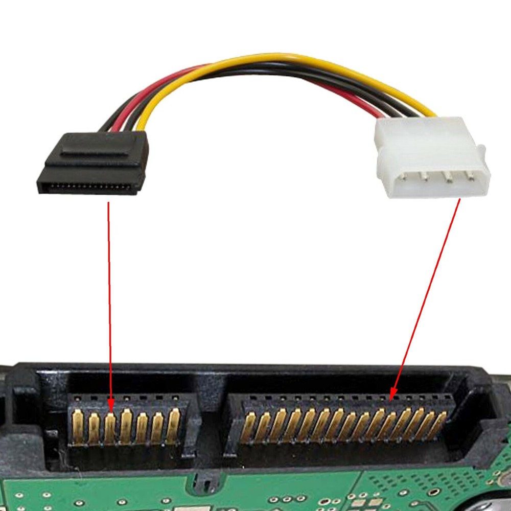 Molex to SATA Power Cable Splitter Adapter Extension 8" 20cm