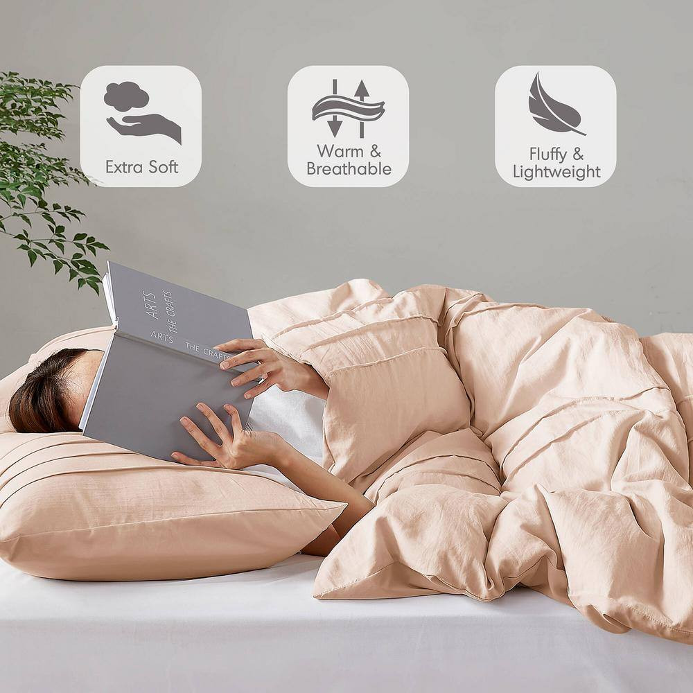 Porter 3-Piece Blush Solid Microfiber Cal King Comforter Set