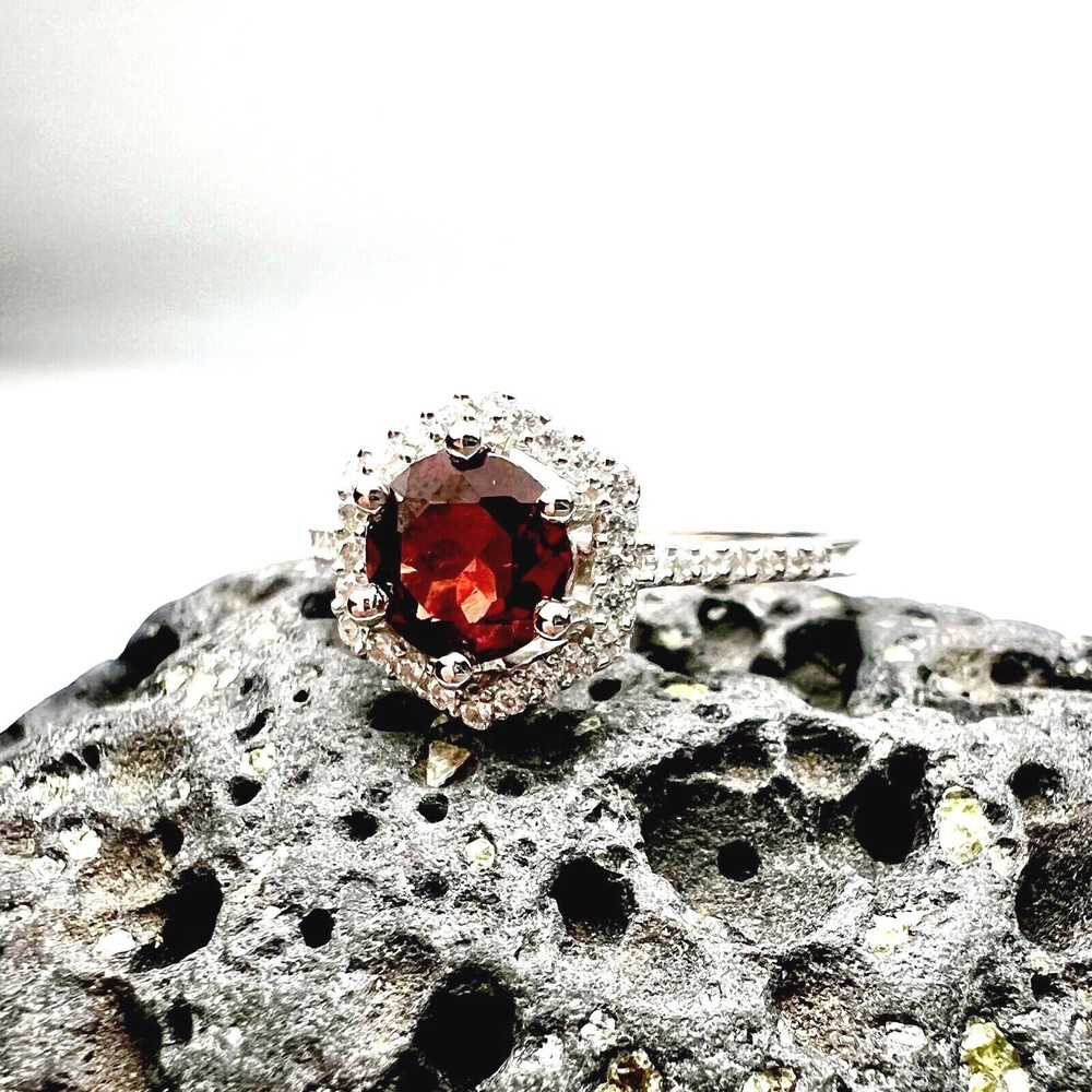 Handmade Victorian Style Natural Garnet Ring Solid Sterling Silver 925
