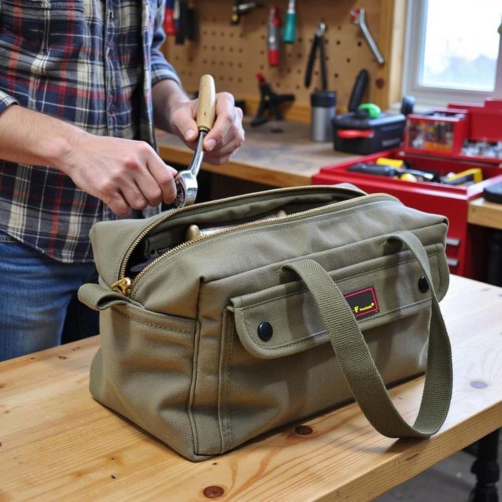 Versatile 11"x7" Water-Resistant Waxed Canvas Duffle Bag with Adjustable Strap