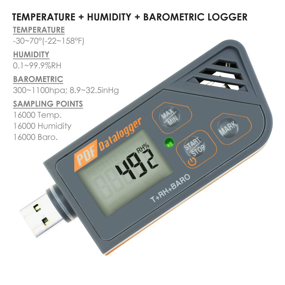 USB Temperature Data Logger Recorder for Temperature Humidity and Atmospheric...
