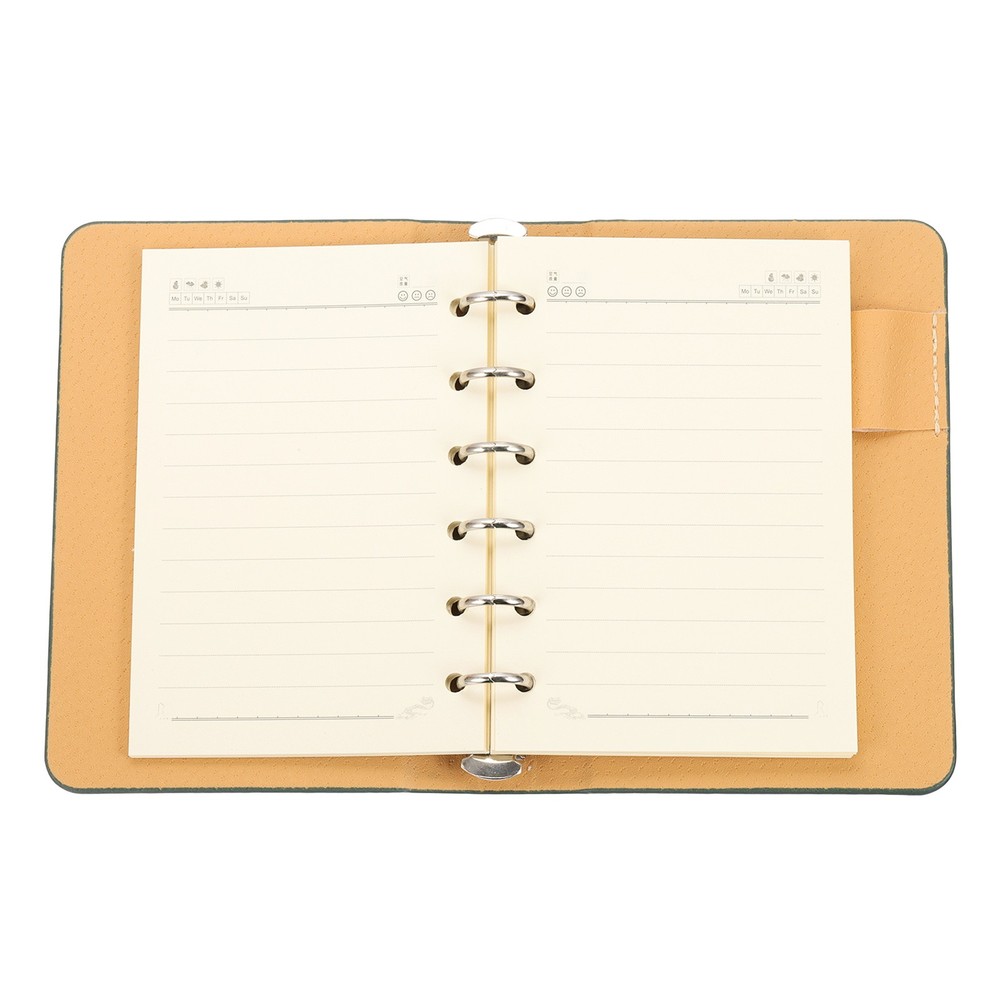 6 Ring Binder Cover 2 Pack A7 Notebook Binder 50 Sheets Line Paper, Green