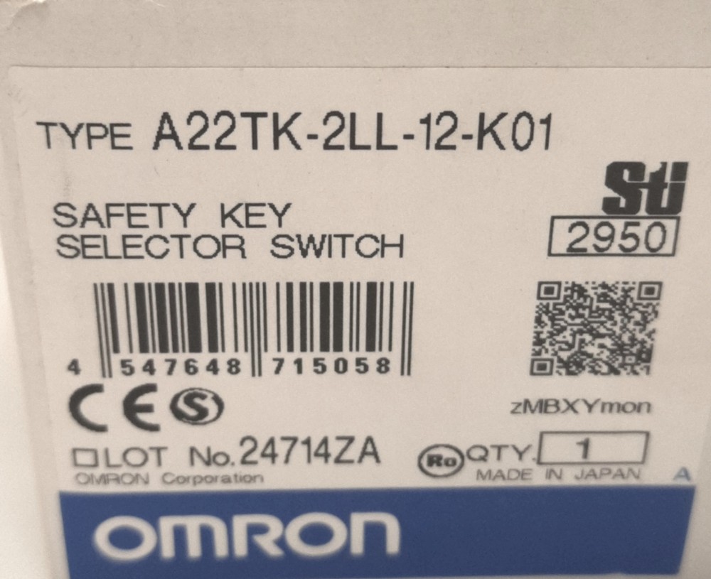 Omron A22TK-2LL-12-K01 Keylock Switch, Release Left, 2 Notch, DPST-NC+SPST-NO