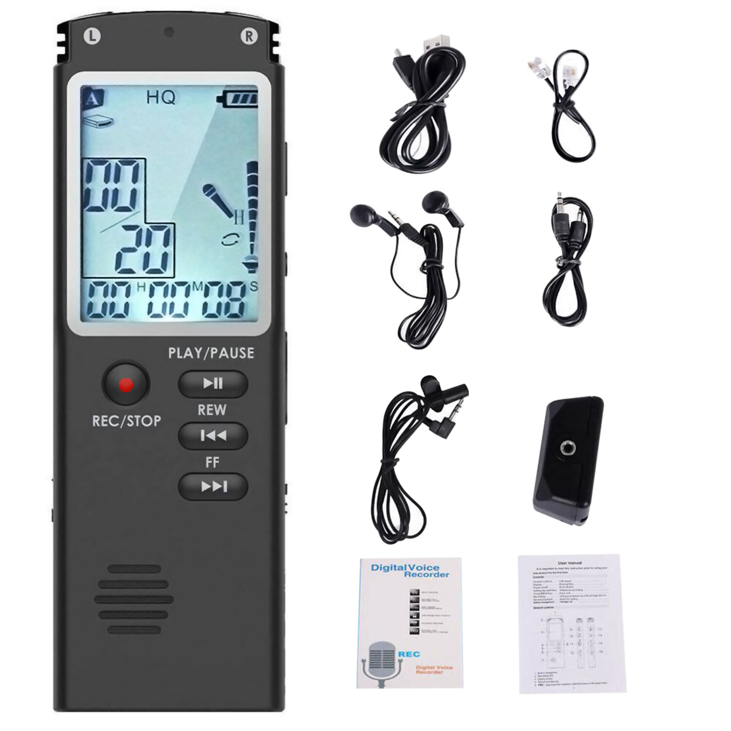 Voice Activated Mini Digital Sound Audio Recorder Dictaphone MP3 Player 8/16/32G
