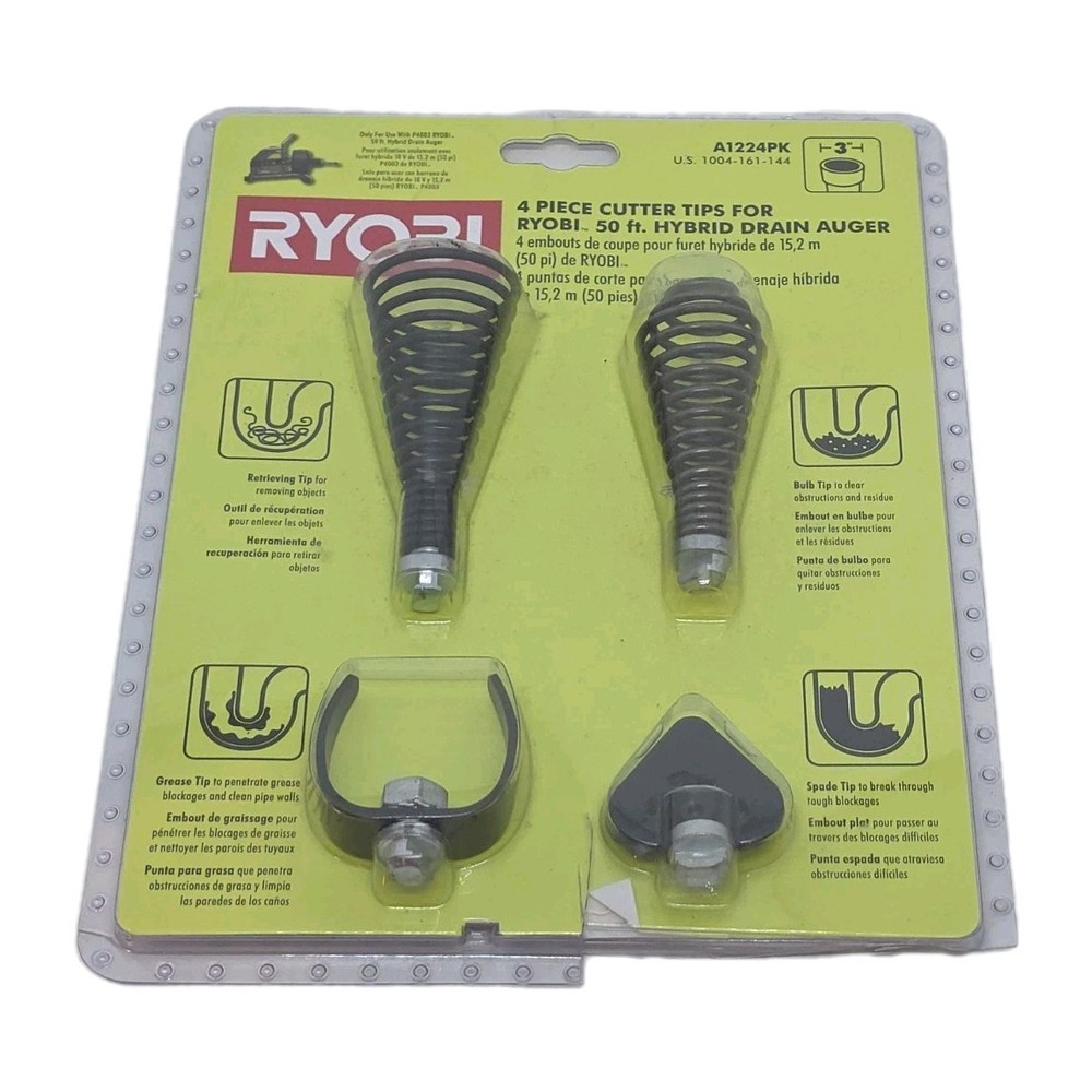 Ryobi 4 drain auger cutter tip set