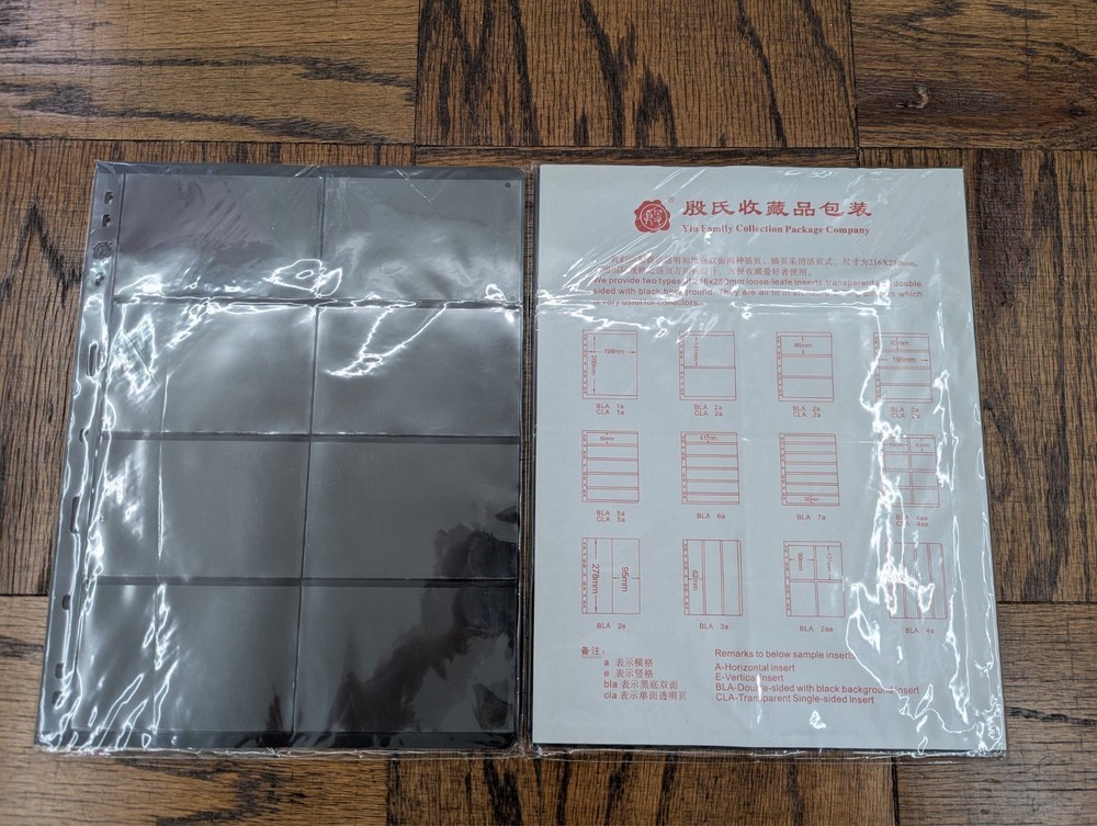 20 SHEETS Stamp Album Page Double-Side 8 Pocket 216 x 280mm Fit 3/4 Ring Binder