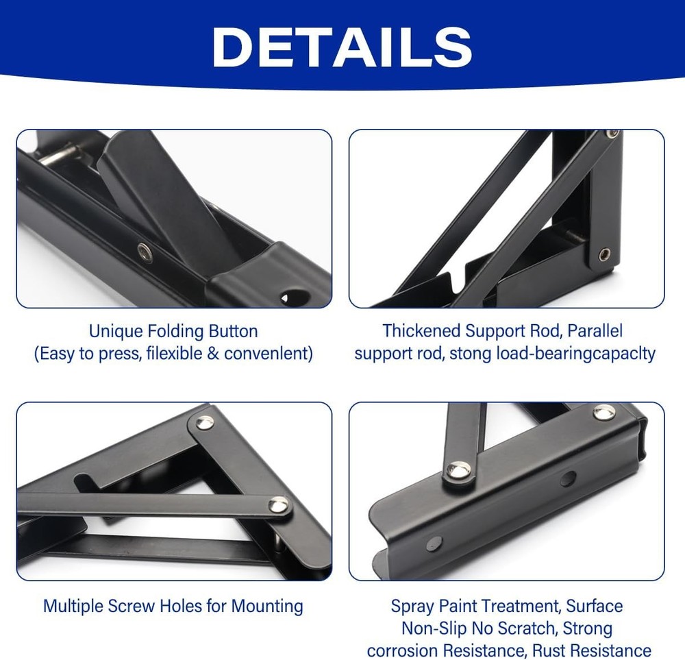 Folding Shelf Brackets 2Pcs Heavy Duty Shelf Brackets Metal Triangle Table