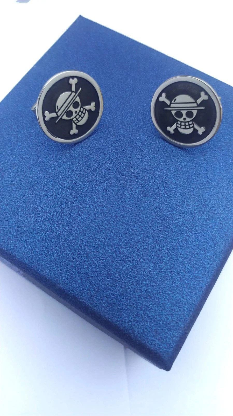 One piece pirate flag cufflinks, Straw hat crew flag cufflinks, 925 Silver